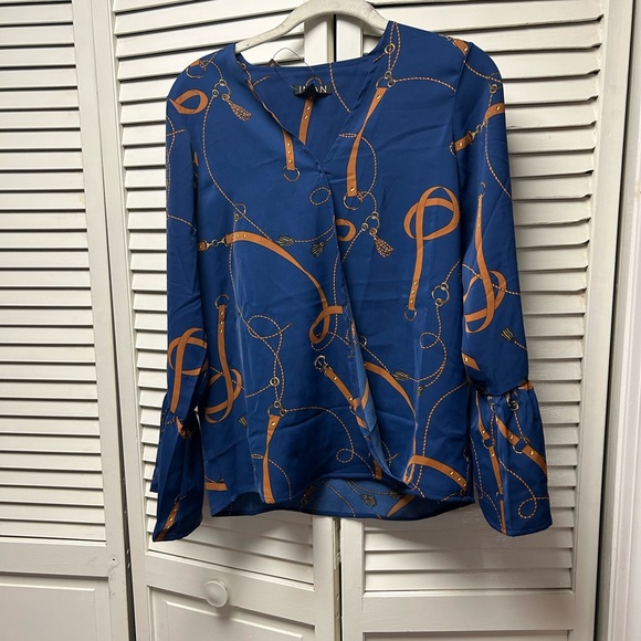 IMAN Tops - NWT IMAN Blue and Orange Women's Blouse